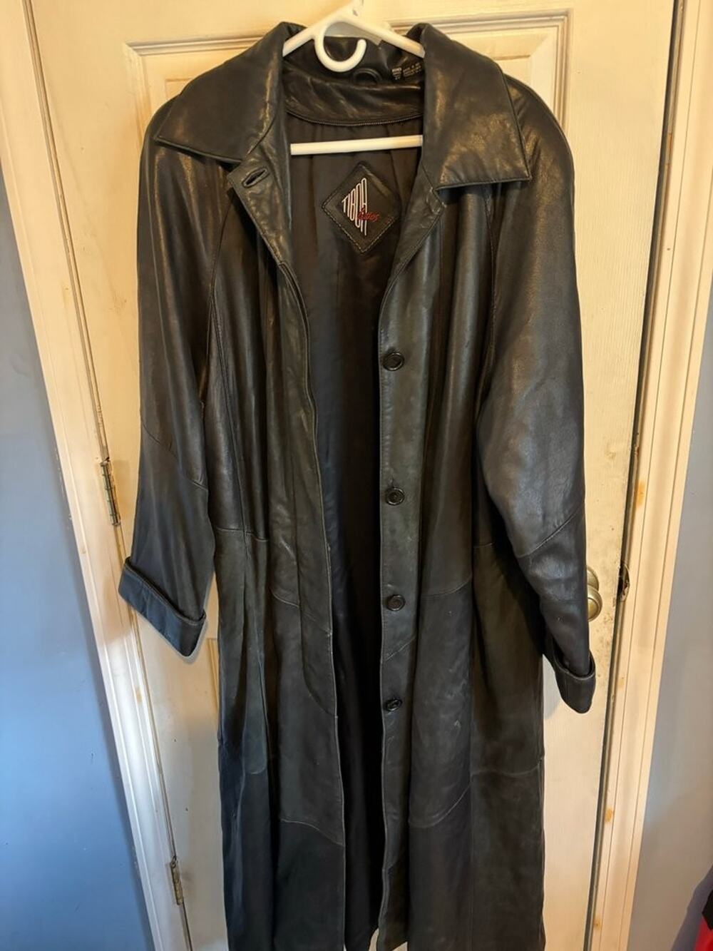 Tibca Leathers Long Black Leather Coat